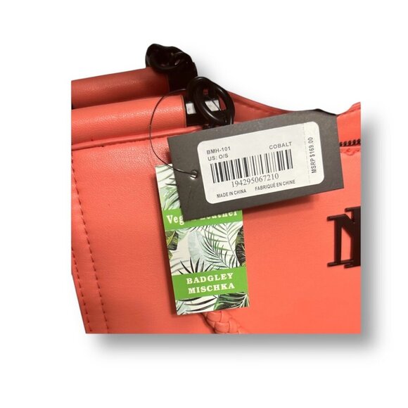 Badgley Mischka Coral Vegan Leather Crossbody Bag Braided Handle Zip Top NWT - Picture 8 of 9